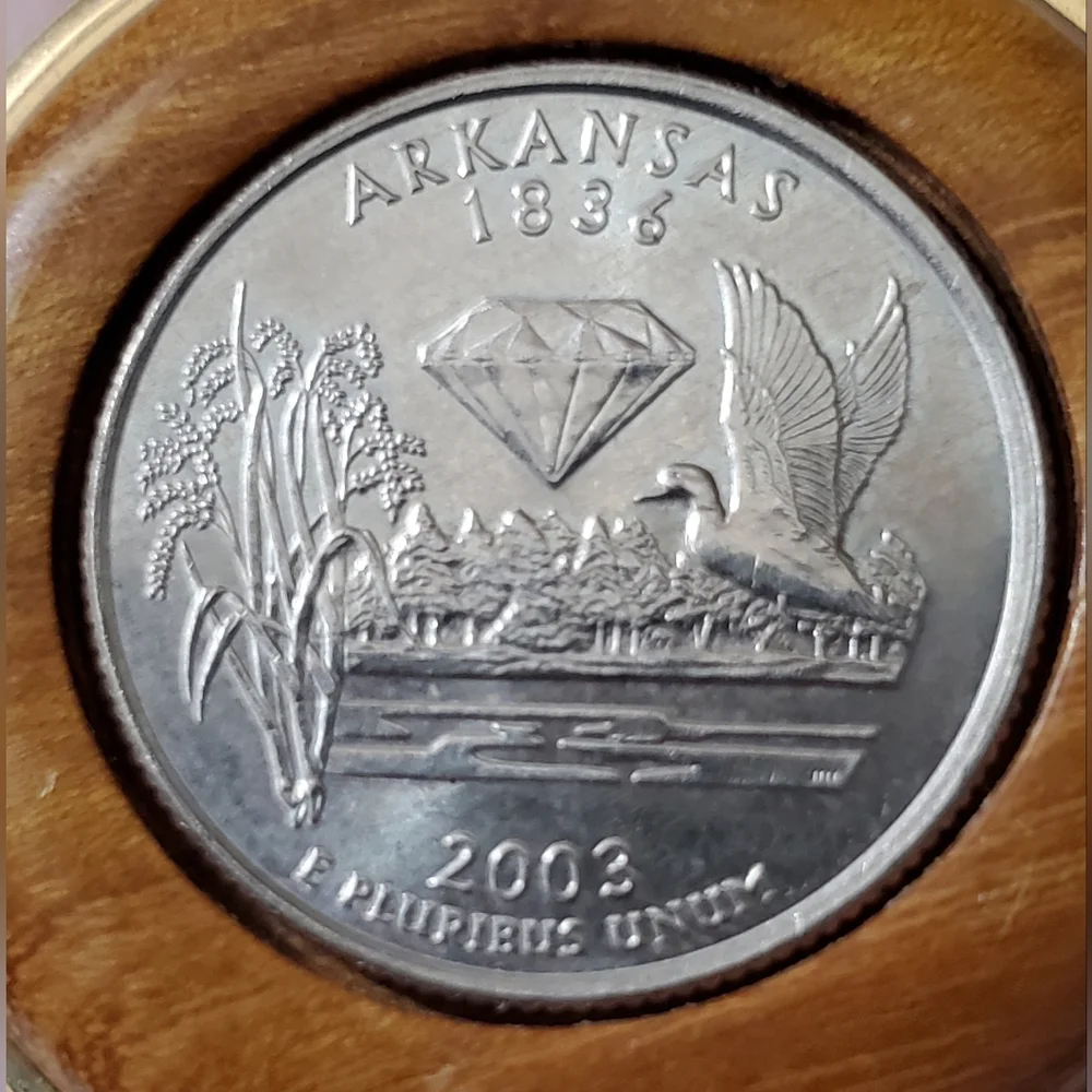 Money clip BEAUTIFUL wooden state quarter Arkansas 2003 gold NICE! Quality! Mens